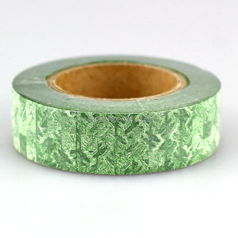 1PC 15mm*10m Green Printing Glitter Tape Decorative Washi Tape Paper