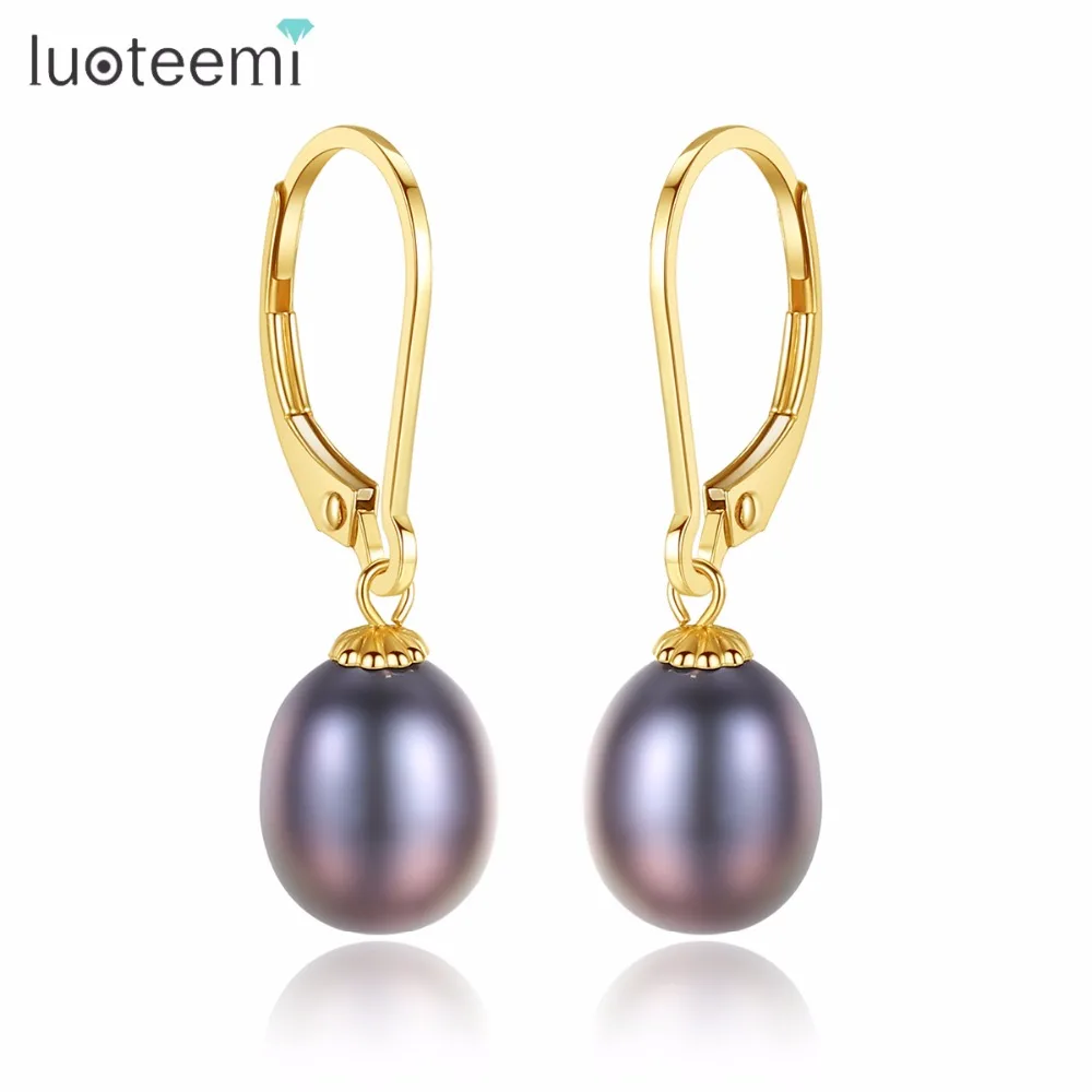 

LUOTEEMI Drop Earrings Gold Silver Freshwater Natural Pearl Round Elegant Pure Love For Women Jewelry Alibaba Express Brincos