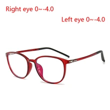 Ультра-светильник TR90 студенческие очки по рецепту для женщин и мужчин Ретро Анти-УФ овальные готовые очки для близорукости красная/черная/фиолетовая оправа 0~-4,0