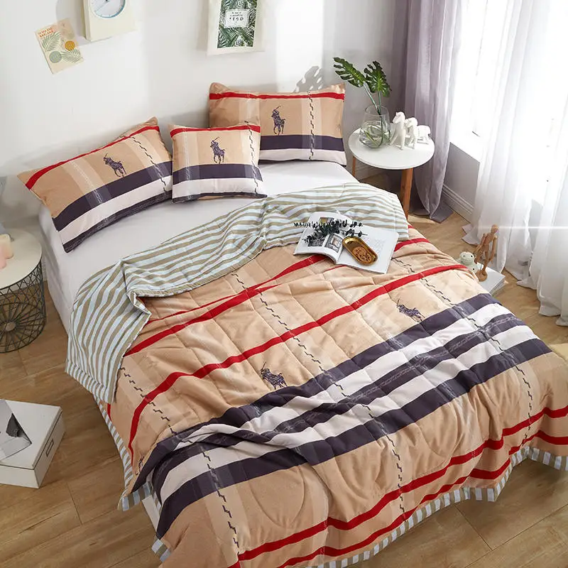 100 Cotton Bedspread plaid print Throws Blanket summer thin Comforter