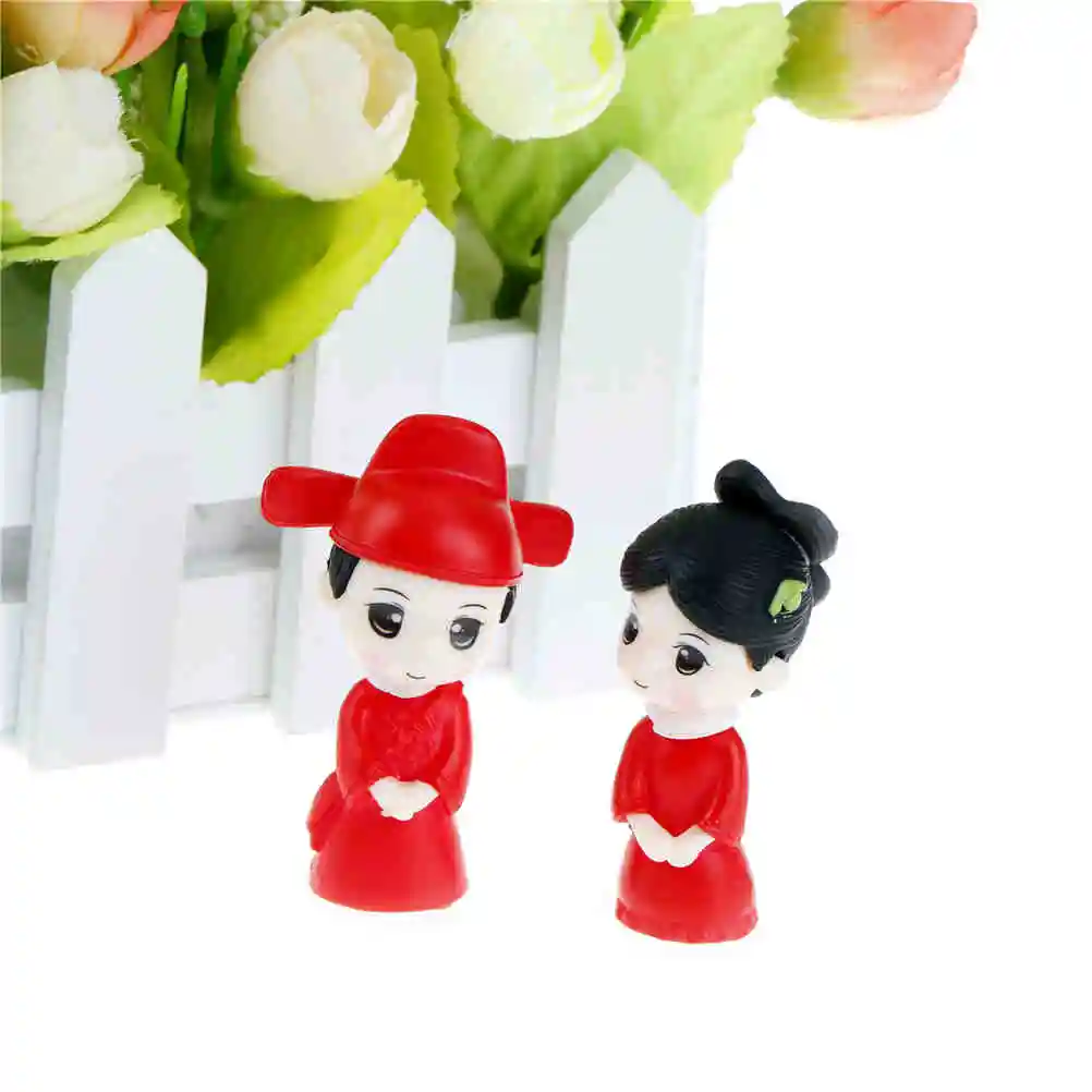 2Pcs Ancient Costume Marriage Lover Figurines Wedding Miniatures Couple Models Fairy Garden Home Decoration DIY Accessories