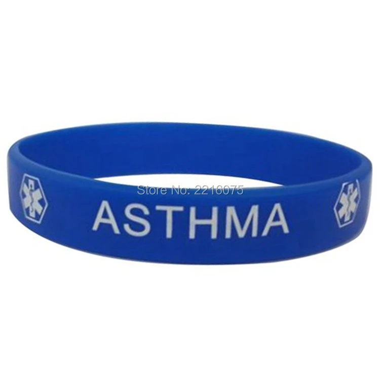 300pcs Medical Alert Asthma silicone wristband rubber bracelets free