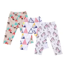 Мягкие шаровары для маленьких мальчиков и девочек, длинные штаны с рисунком единорога, леггинсы, брюки для детей 0-24 месяцев