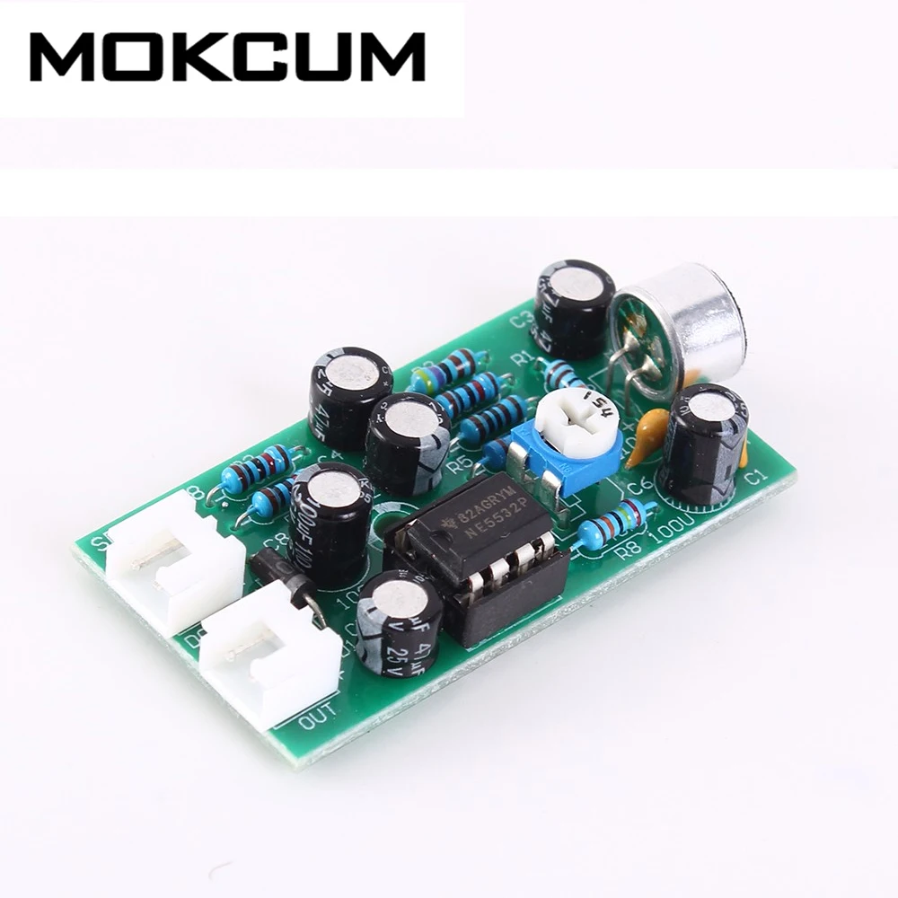

Adjustable Audio Monitoring Capacitive Microphone Amplifier Board DC 9V-15V Voice Module MIC Auto Gain Control