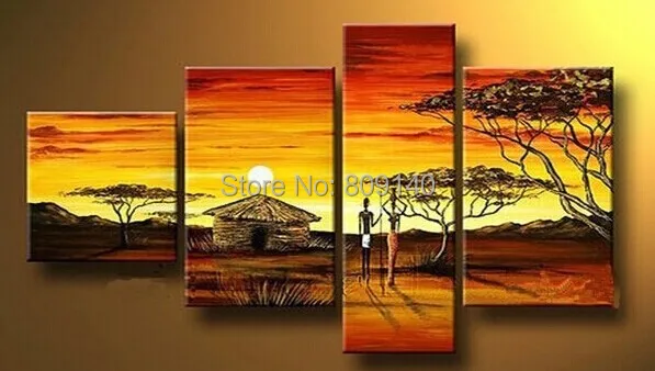 African Landscape oil  painting  Big Size Wall Art  Grass 