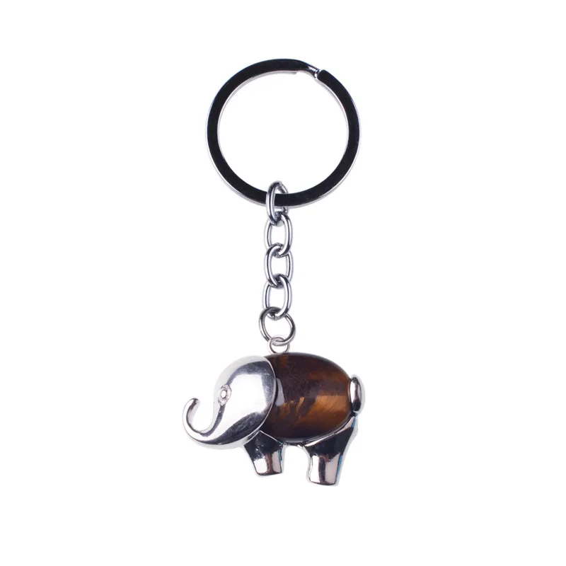 llavero elefante  Multicolor Crystal Natural Stone Metal Bag Pendant Key Holder Keyring Keychain For Car