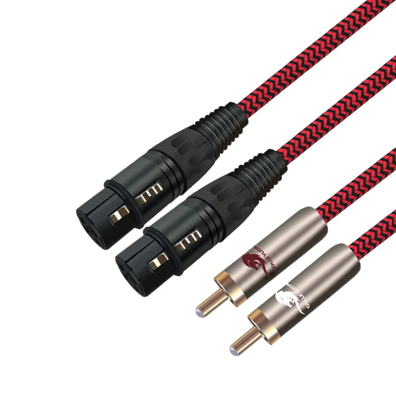 Dual XLR Female to Dual RCA Audiphile Audio Cable for Mixing Console Amplifier RCA XLR 3 Pin