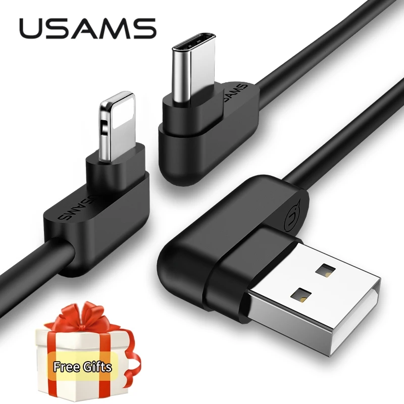 USAMS кабель для iPhone X 8 7 6 5 6s XS XR MAX Тип C USB Дата-кабель зарядки мобильного телефона