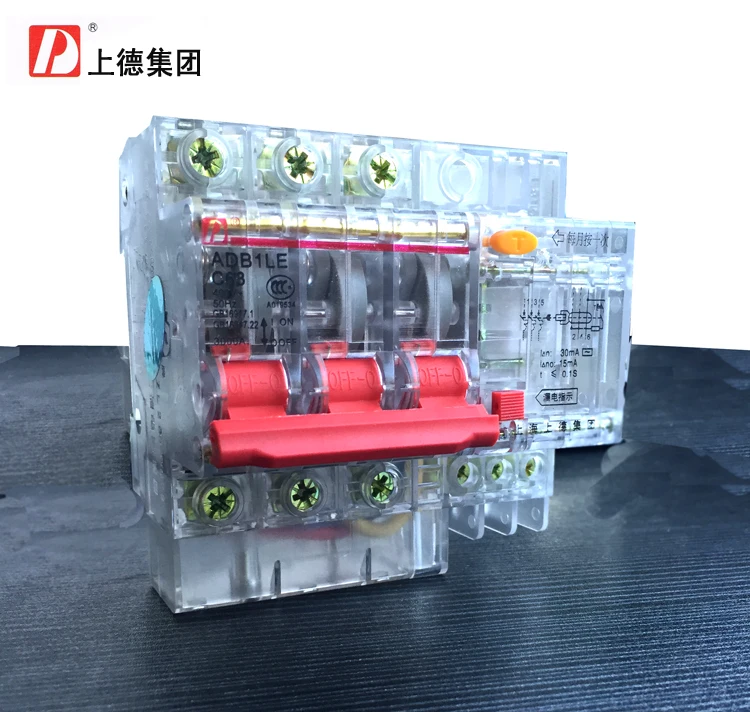 

Group of three-phase three-wire electric shock protection switch on DZ47LE-63 3P 63A residual current device transparency