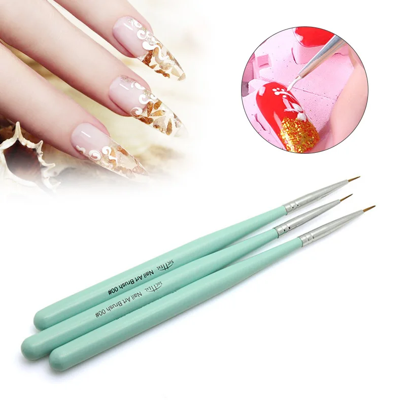 

1 Pc Green color Nail DIY Brushes Wood Handle Nail Art Soft Nylon Brush Drawing Stripe Pen nail Paint Tool