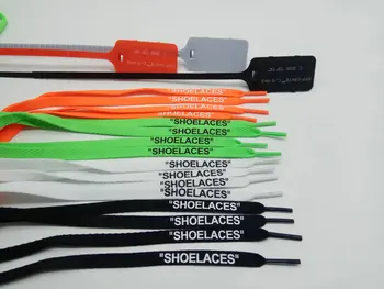 

vieruodis Printing "SHOELACES" Black White Orange Green OW Signed Shoelaces Bootlaces For Off Shoes Oval Rope Laces