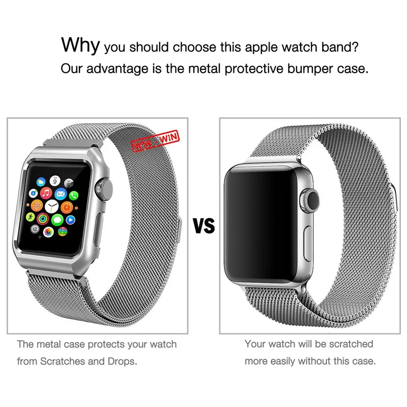 10PCS 38/42mm Strap For Apple Watch Stainless Steel Mesh Magnetic Replacement Wrist Band With Protective Case For iWatch 1 2/3 10PCS 38/42mm Strap For Apple Watch Stainless Steel Mesh Magnetic Replacement Wrist Band With Protective Case For iWatch 1 2/3
