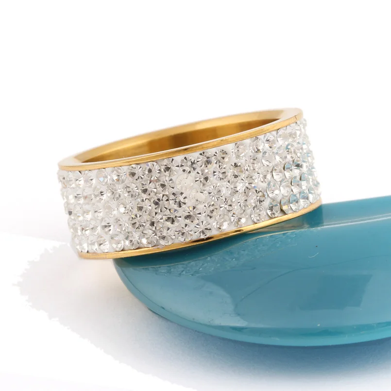 5 рядов, Ювелирные изделия из кристаллов, подставочная тарелка в золотой, Цвет Нержавеющая сталь обручальные кольца