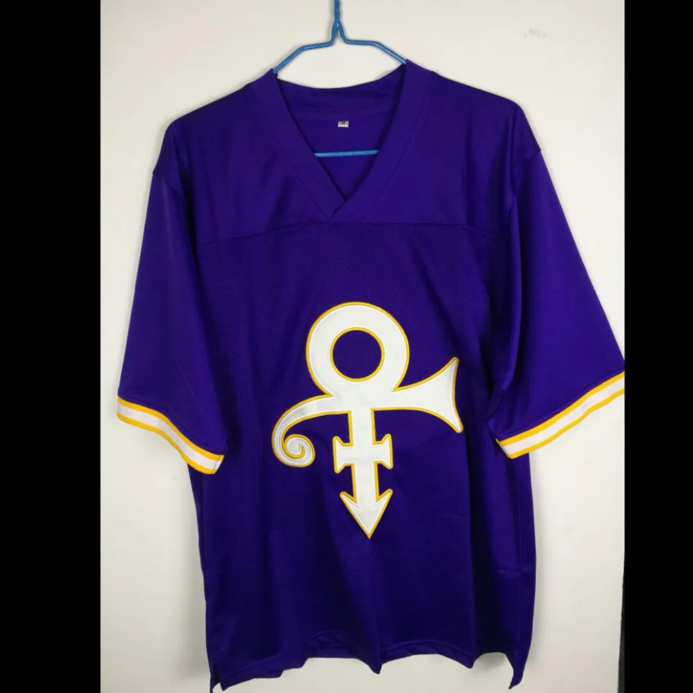 

TIM VAN STEENBERGE Prince Tribute Purple Rain Minnesota With Patches American Football Jersey Stitched Sewn-Purple