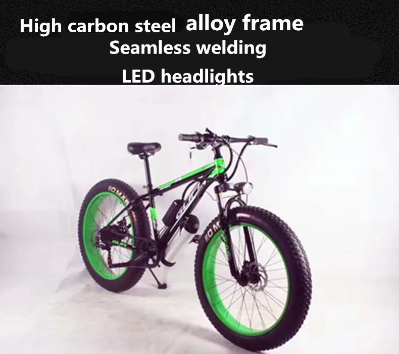 Электрический велосипед 7 скоростей 10.8ah 500W пляжный снегоход литиевая батарея снегоход 2" внедорожный Электрический велосипед