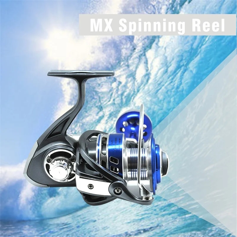 Reais de Pesca Corpo de Alumínio Carretilhas de Pesca com Linha de Cobre da Haste Spinning Reel Fishing Alta Velocidade G-ratio 4.7: 1 5.5: Cremalheira Unidade Peixe Ferramenta 4 Esporte e Lazer