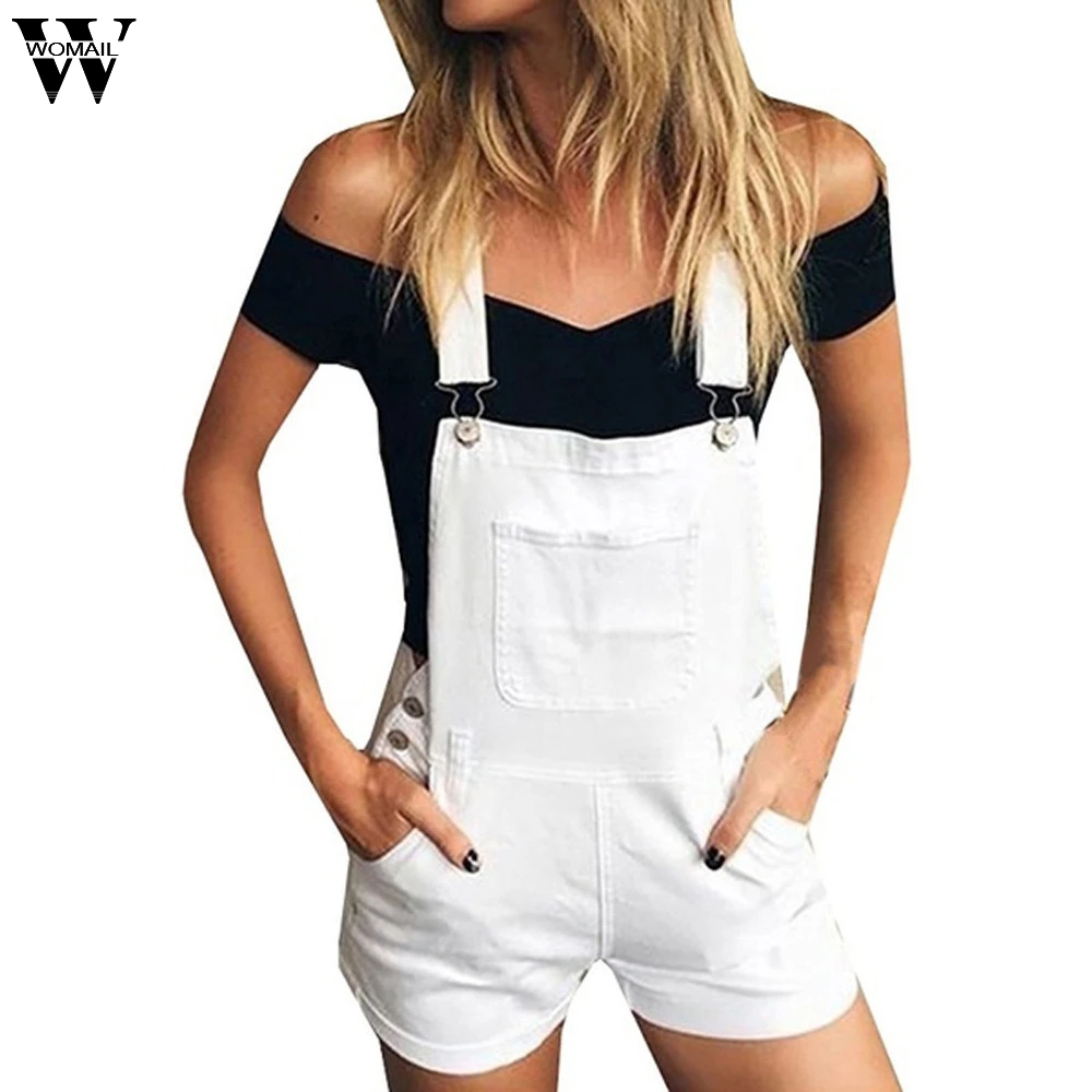 Womail denim overalls women short Loose Denim Bib Hole Pants jeans woman high waist plus size stretch denim jeans womens