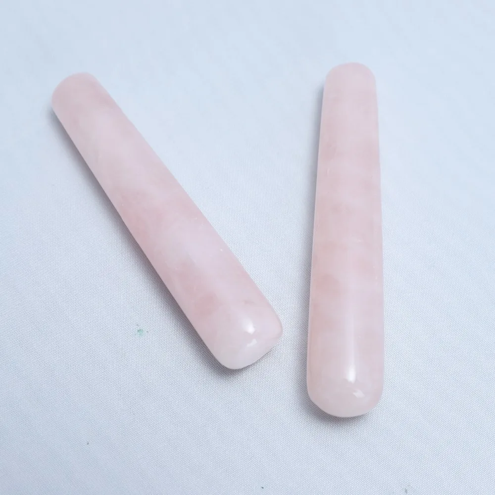 1pcs Natural Rose Quartz Gemstone Crystal Massage Stick For Health