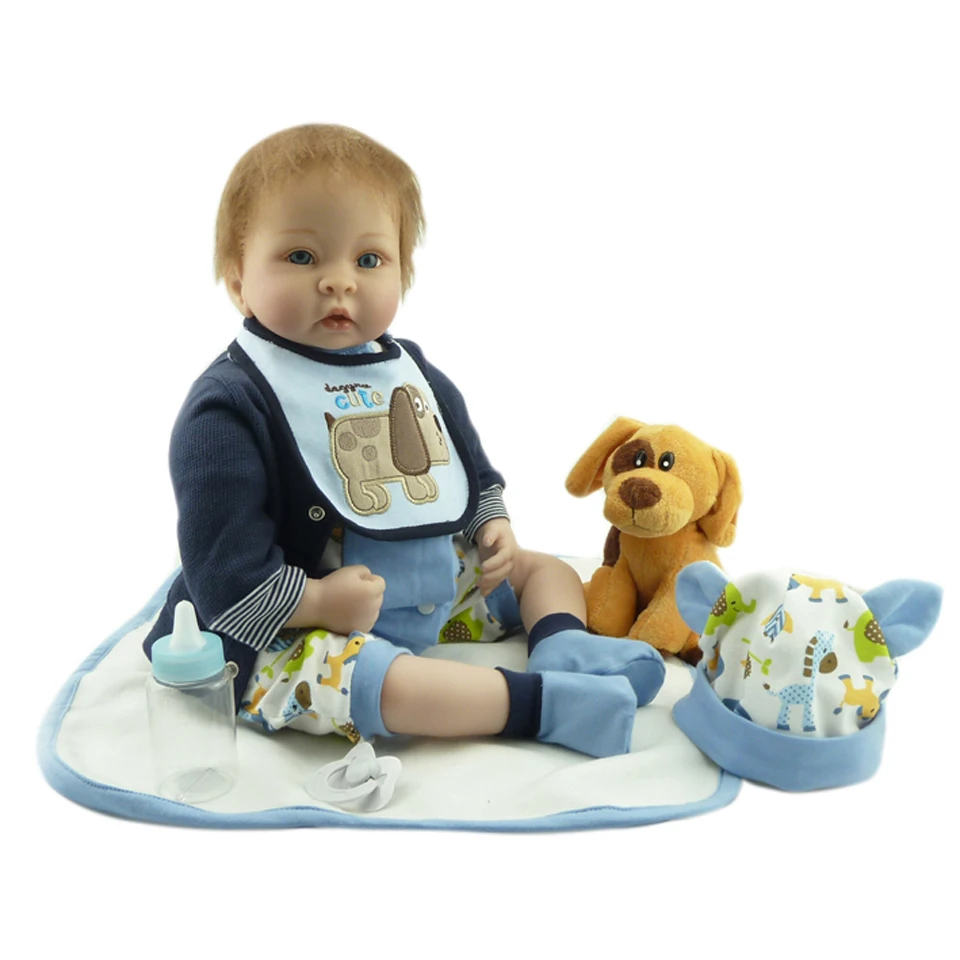 Cosplay Dog Reborn Baby 55 см мягкий силиконовый реалистичный 22 ''Reborn Baby Одежда для кукол синяя одежда настоящая жизнь ids рождественские подарки