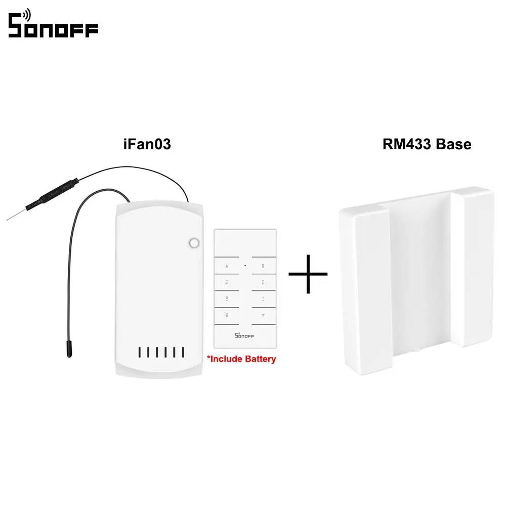 SONOFF iFan03 Wifi умный вентилятор переключатель потолочный вентилятор/контроллер света 433 RF/APP/голосовое дистанционное управление регулировка скорости Умный дом модуль - Цвет: iFan03 and RM433Base