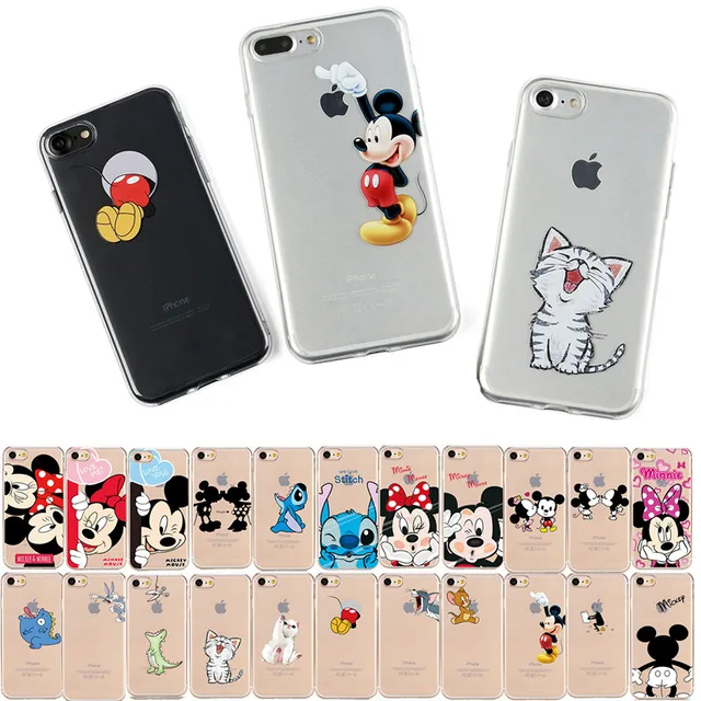 JeKacci Cartoon Case For iPhone 6 6s 6Plus 5 5s se Case Mickey Silicone Phone Cover For iPhone 7 8 Plus XR Xs Max Coque Funda