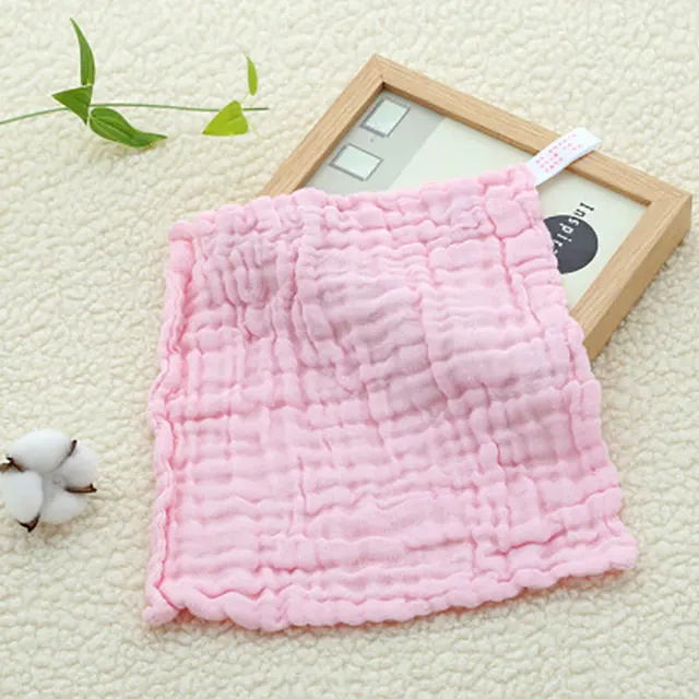 30x30 газовое хлопковое детское полотенце платок квадратное банное муслиновое полотенце хлопковое детское полотенце для лица салфетка для протирания полотенце - Цвет: Розовый