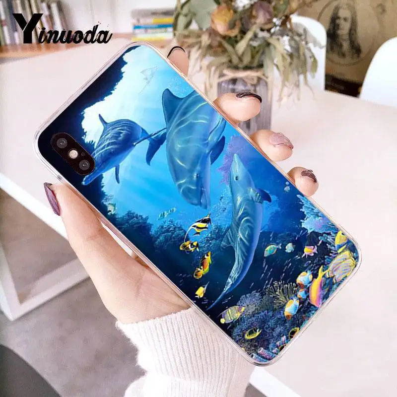 Yinuoda для iPhone 7 6 X Чехол Океан Дельфин танец и прыжки Coque Телефон чехол для iPhone 8 7 6S Plus X 10 5 5S SE XR XS XSMAX