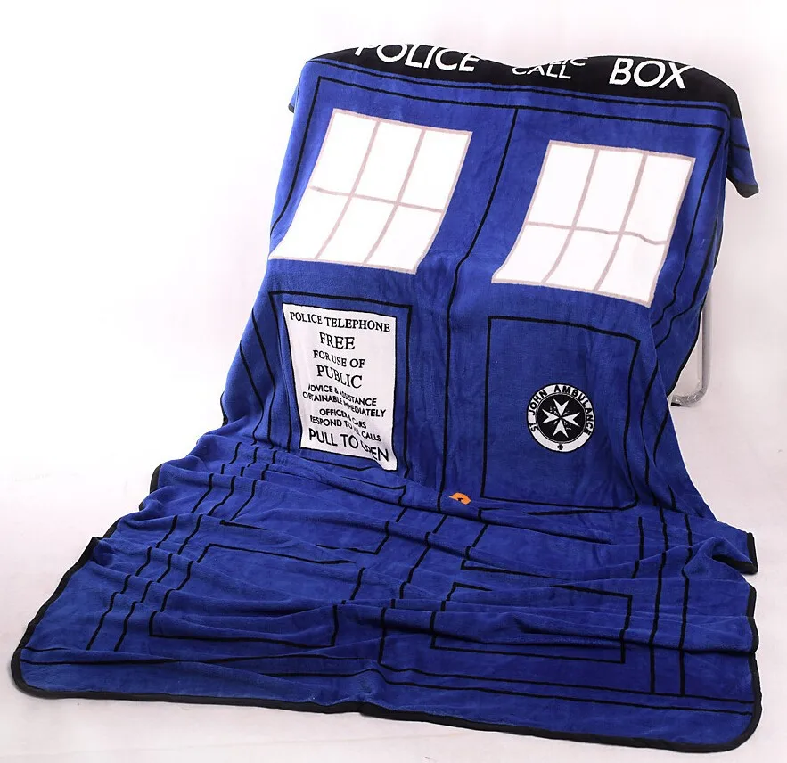 

Doctor Who Cosplay TARDIS Blankets Coral Fleece Police Box Cosplay Carpet Throw Blankets Blue Bed Sheet 127*226cm Free Shipping