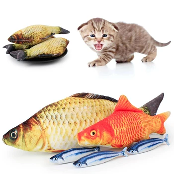 

Multi-pattern Funny Lifelike Fish Shape Simulation Pet Cat Kitten Teaser Cute Playing Toy Pillow Doll With Catnip