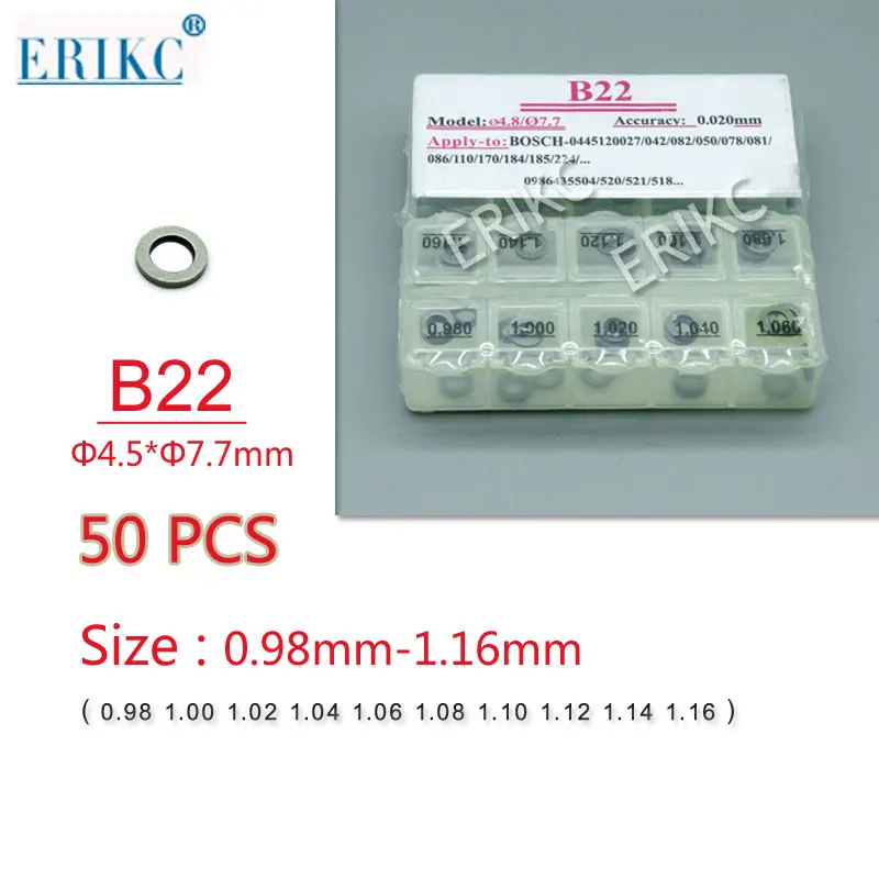 

ERIKC B22 common rail adjustment shim,injector lift shim set and cri injectors washer size: 0.98mm--1.16mm