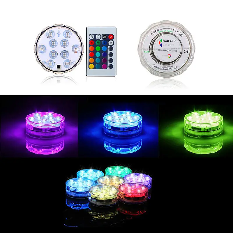 4 pcs wedding decoration remote control submersible led color changing mini christmas lights