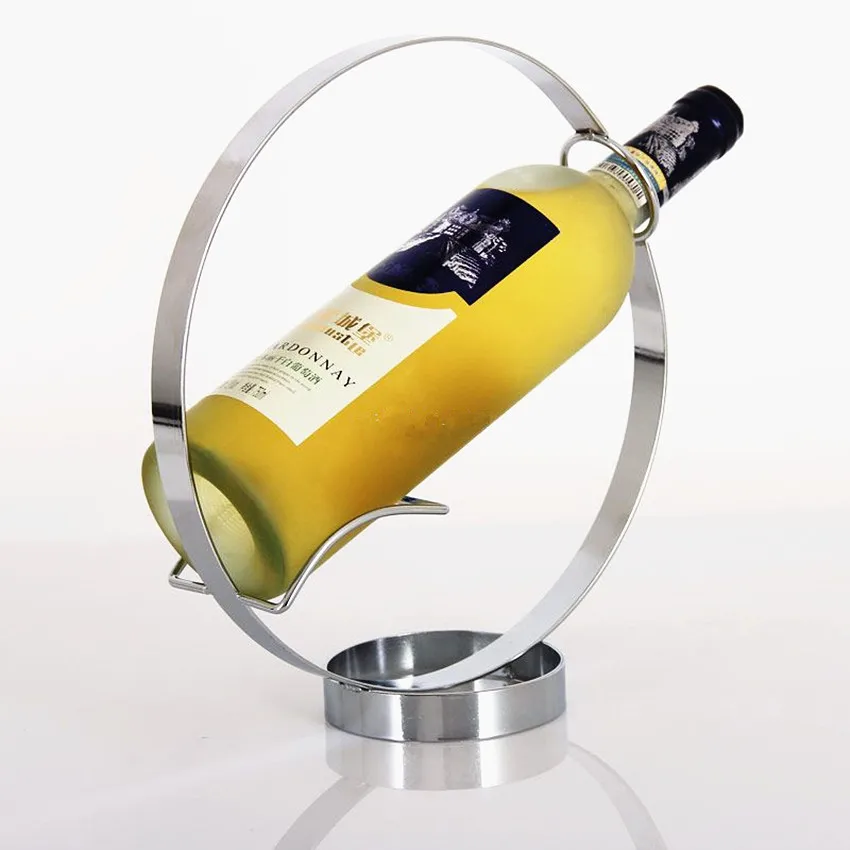 Free shipment stainless steel circular wine rack wine holder simple