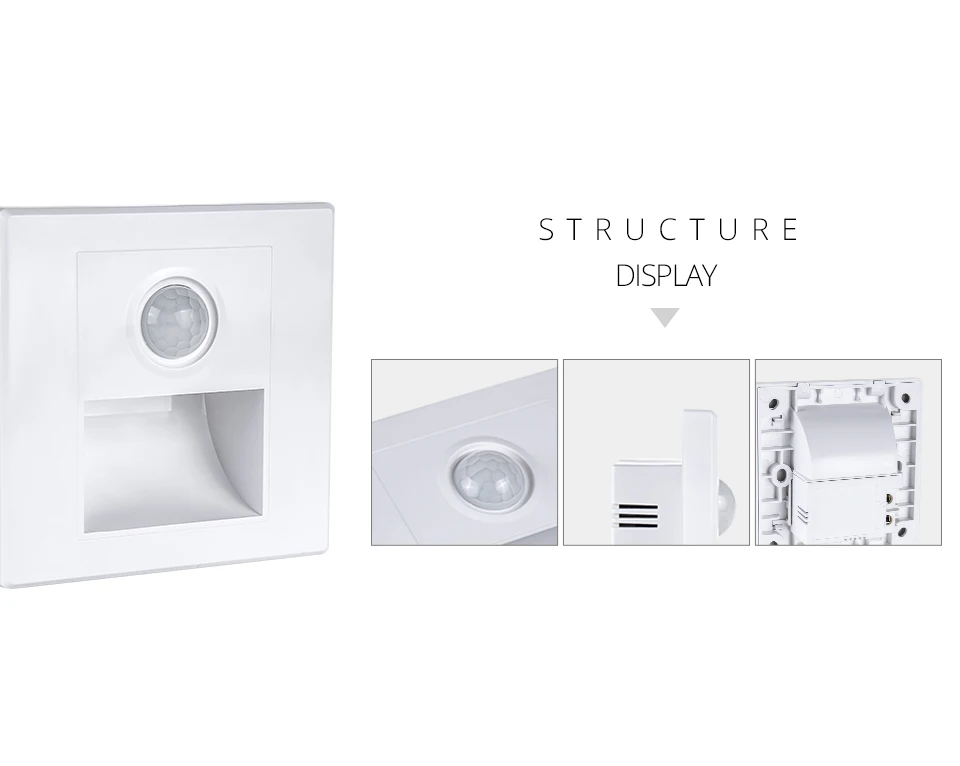 15W Motion Sensor Wall Stair Light 110V 220V PIR Human Body Infrared Induction Recessed In Indoor Home Bedroom Night Lighting    (6)