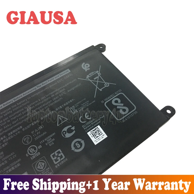 GIAUSA 11,4 V 42Wh 51KD7 Аккумулятор для Dell Chromebook 11 3180 3189 Y07HK серии