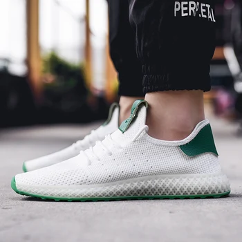 

Summer New White Green Men Sneakers Lightweight Men Running Shoes Lace-up Air Mesh Breathable Walking Sport Shoe Male G89s