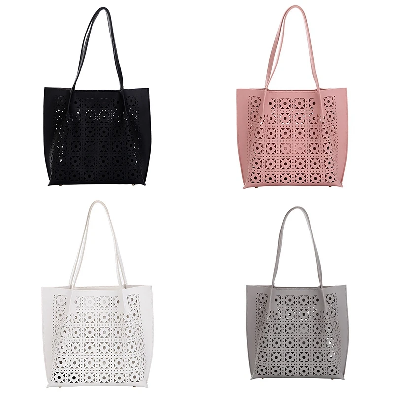 

Fresh Personality Hollow Shoulder Bag Big Bag Women Quality Fashion Shoulder Bag Soft Leather Ladies Bag