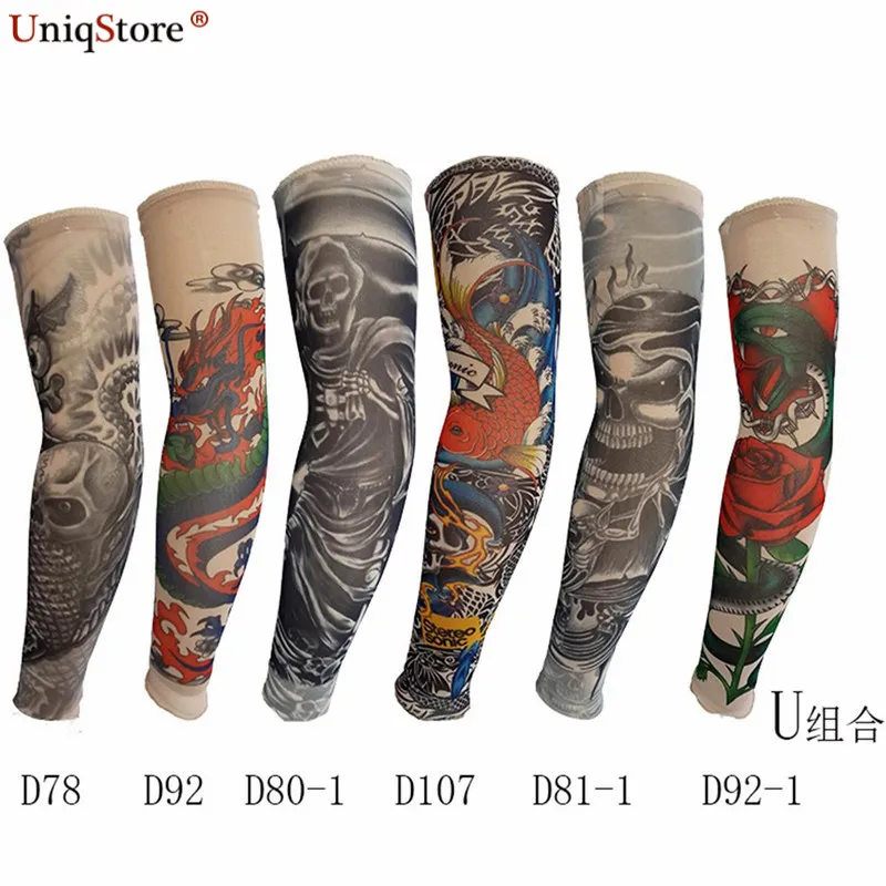 Uniqstore 6pcs Men Women Tattoo Sleeves Soft Warmers Ice Sunscreen
