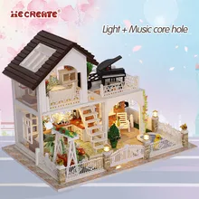 Девочка кукольный дом мебель Diy миниатюрная головоломка 3D Деревянный миниатюрный кукольный домик замок игрушки для детей подарок на день рождения