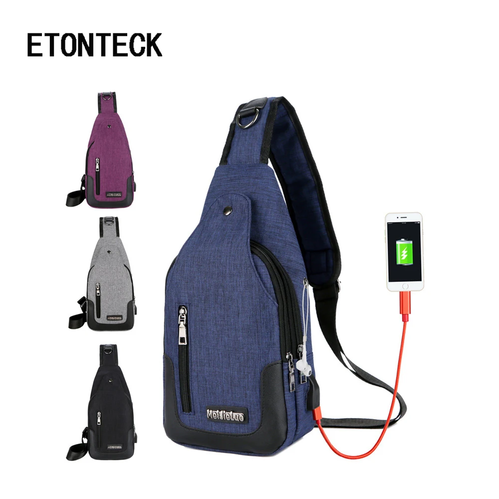 الذكور واحدة حقائب كتف USB شحن Crossbody أكياس الرجال مكافحة سرقة حقيبة صدر للرجال المدرسة الصيف قصيرة رحلة رسل حقيبة 2018 جديد