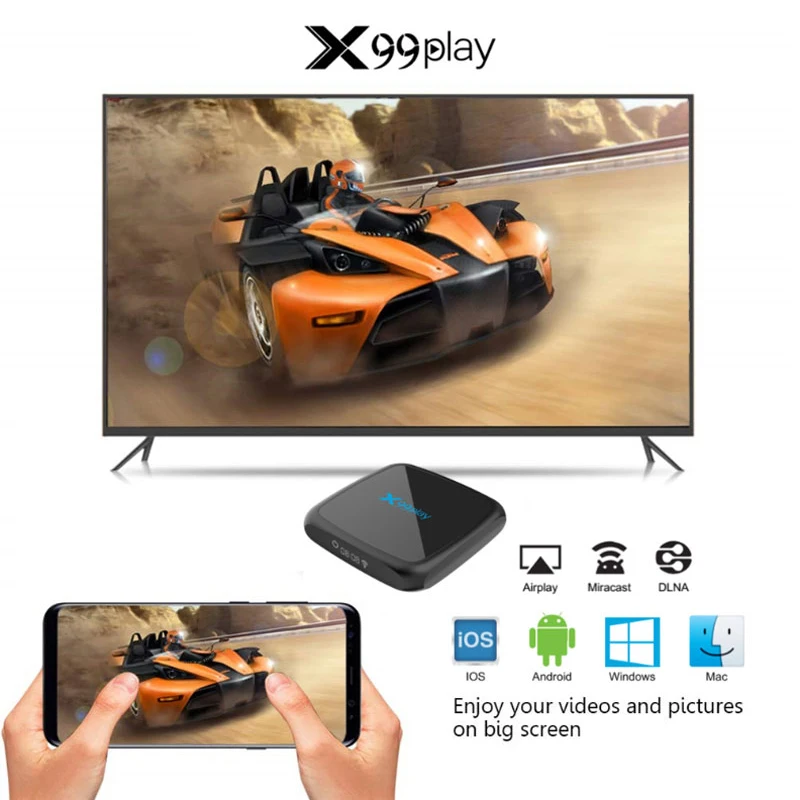 X99 Play RK3318 Android 9.0 TV Box 4GB DDR3 RAM 64GB ROM EMMC 5G Dual WiFi 4K H.265 VP9 USB 3.0 Smart TV Box
