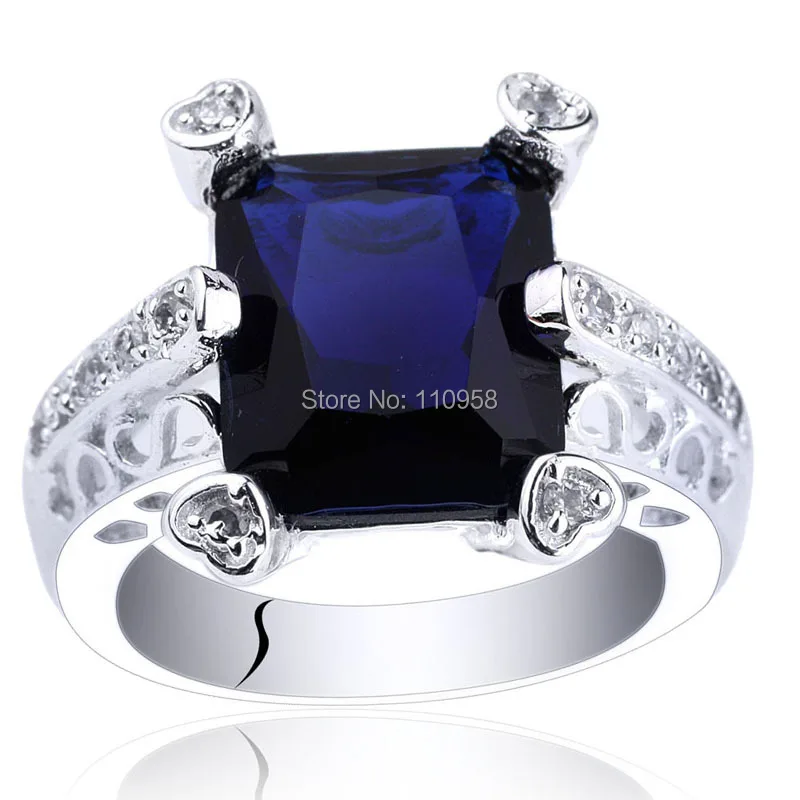 

Lady Authentic 925 Sterling Silver Ring Big 10x12 Rectangulare Stone Jewelry for Women R067 Sz 6 7 8 9 Valentine's Day Gift