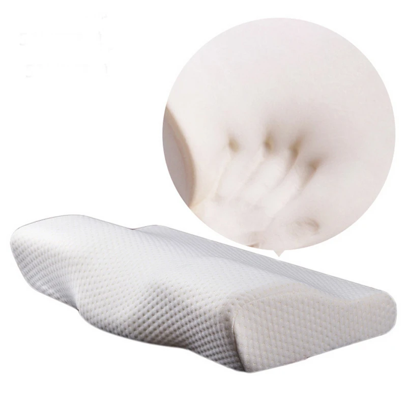 Almohada de espuma viscoelástica para uso en la cama, cojín para la cama de espuma de rebote lento en forma de mariposa, soporte cervical para el tamaño de 50x30cm|Almohadas -