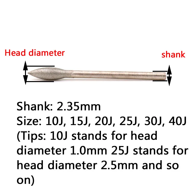 1 шт. 2,35 мм Диаметр хвостовика полированная алмазная шлифовальная игла резьба инструмент сферическая полировка головы Установленные точки