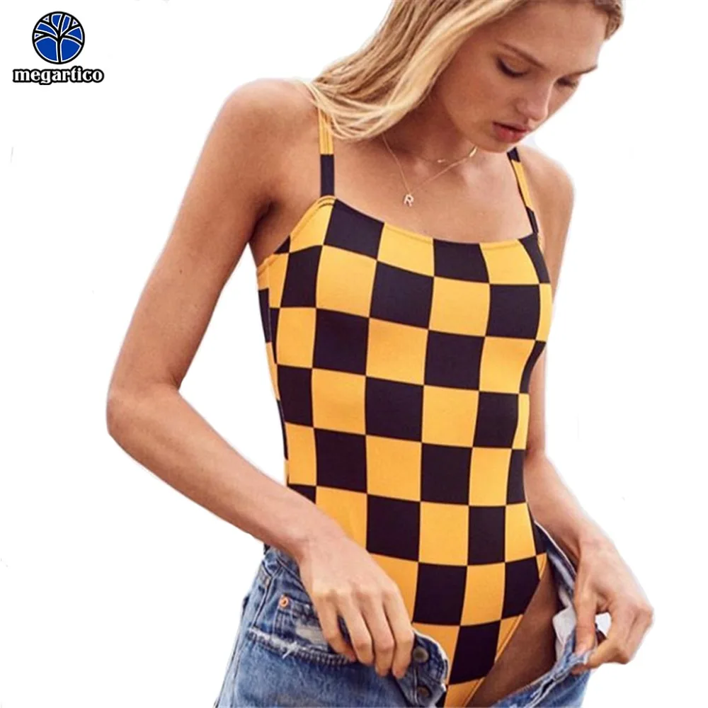 one piece swimsuit women yellow plaid high cut bodysuits one-pieces red swimwear female Bandeau Bather 2019 bikinis brazilian