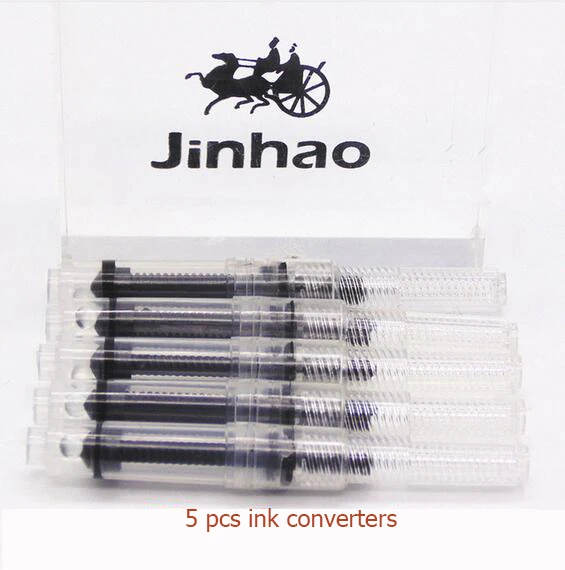 JINHAO X450 класса люкс 0,5 или 1,0 мм наконечник Металл Китайская каллиграфия перьевая ручка, канцелярские принадлежности для офиса, школьные принадлежности, бренд ручек молочного цвета - Цвет: 5 pcs converters