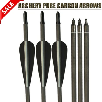 

100% pure carbon чистый углерод arrow 12 pieces shaft length 30 inch spine 300 archery bow hunting outdoor sport Free shipping