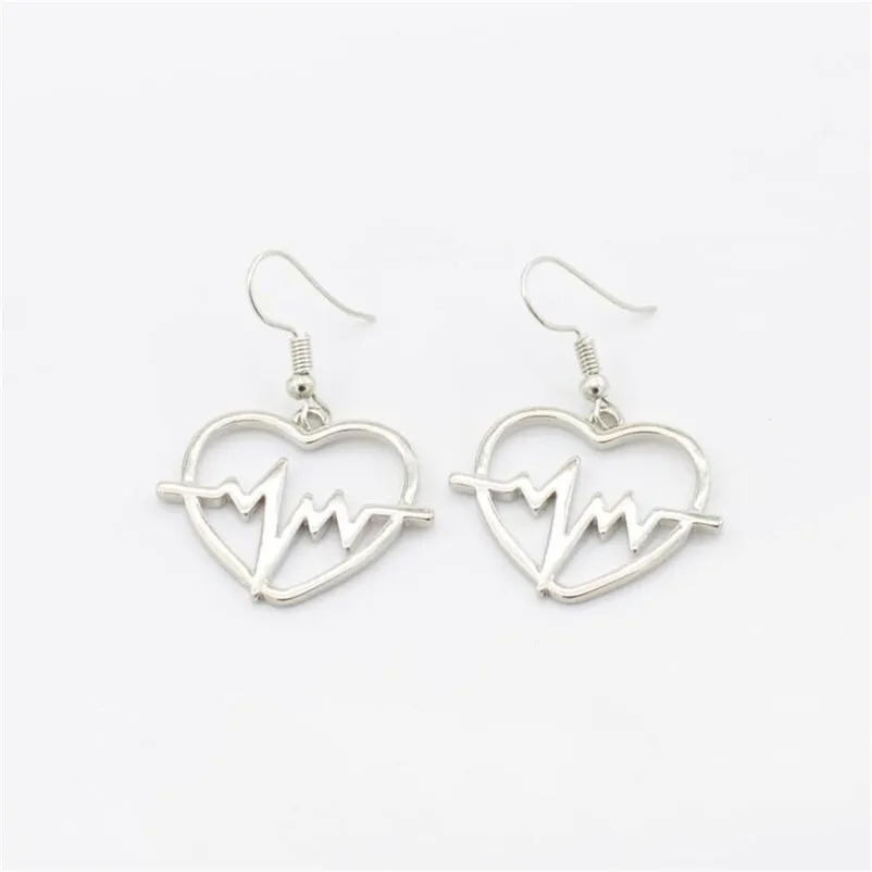 2018 Trendry Earrings for Women 's Heart shaped electrocardiogram Earrings Ear Studs Jewelry Ornament Jewelry Brincos J05#N (5)