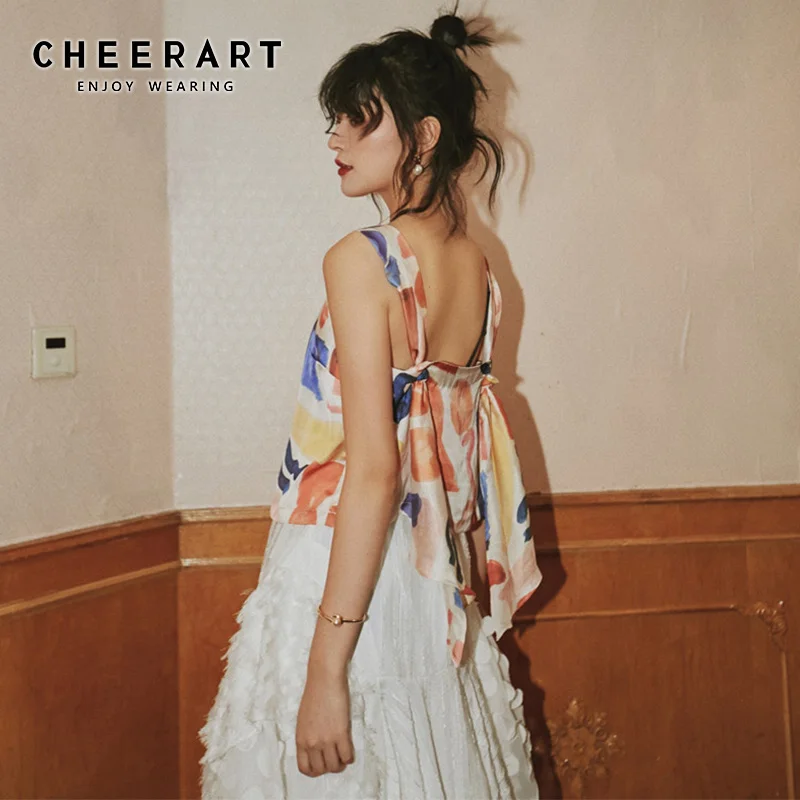 Женский укороченный топ с открытой спиной Cheerart дизайнерский Пляжный принтом на