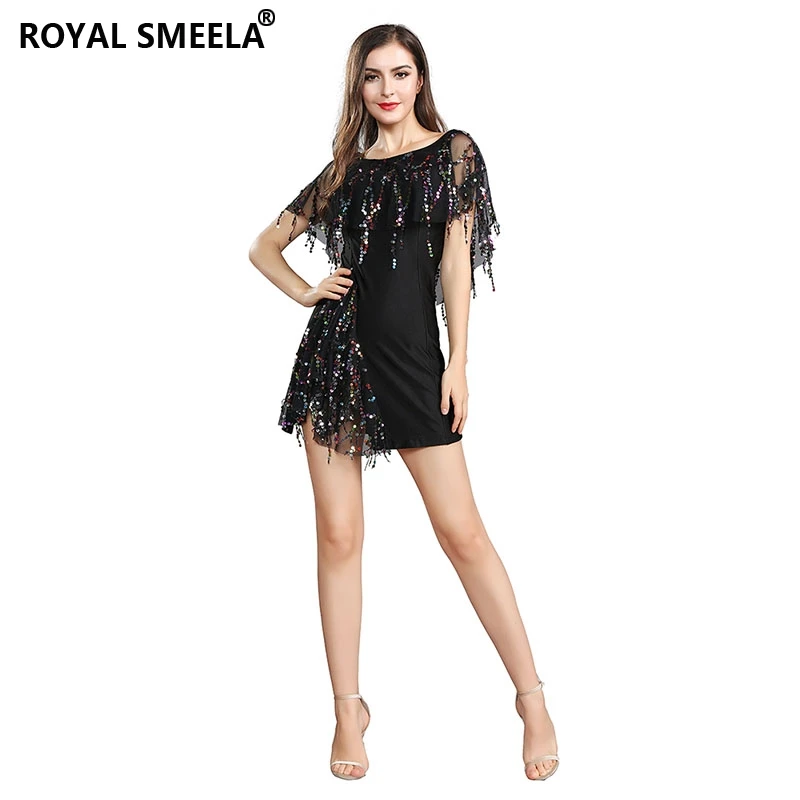

2019 summer new woman Hollow out back dress tassel Batwing sleeve party dresses casual night club dress 319019 high slit dress