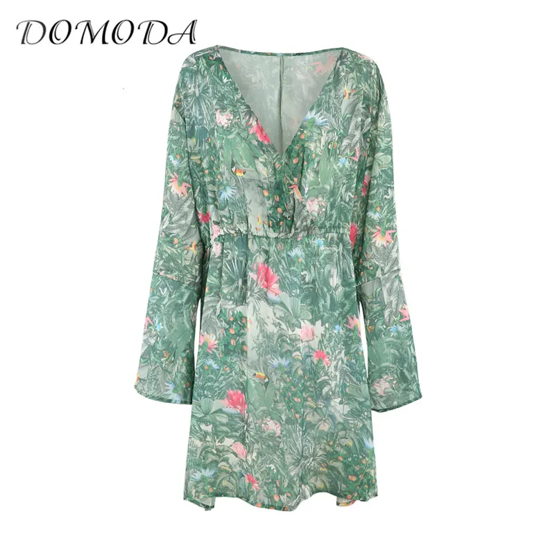 DOMODA Women Plus Size Dress Floral Printed Vestidos Female Prairie Chic Dresses 2018 New Fashion Clothing Big 3XL-7XL | Женская одежда